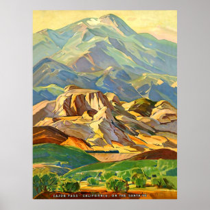 Affiche Col de Cajon, montagnes, Sud de la Californie, Éta