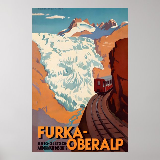 Affiche Col du Furka Oberalp Suisse étroit (Devant)