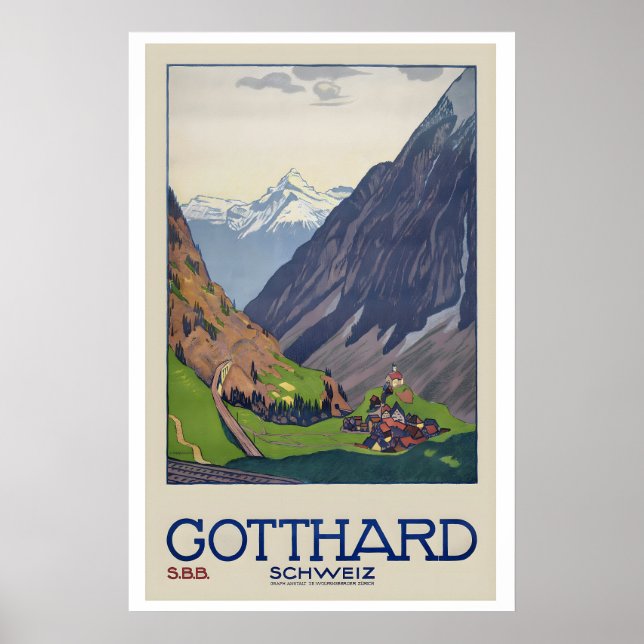 Affiche Col du Saint-Gothard Suisse (Devant)