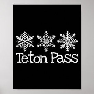 Affiche col Teton wyoming skieur ski ski fausses neiges