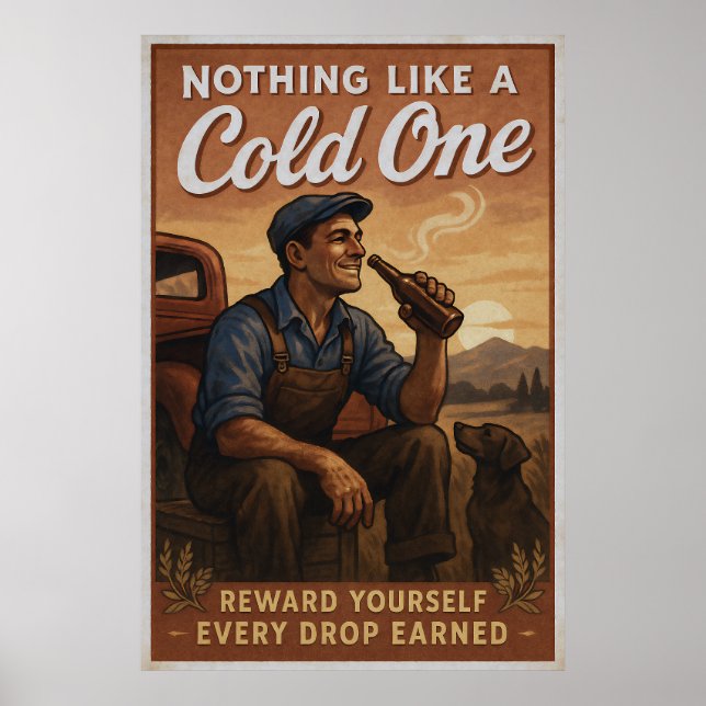 Affiche Cold One - Beer Lover Art Vintage (Devant)