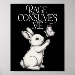 Affiche Colère Me Consume Lapin Papillon Sarcastique Menta