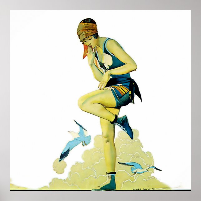 Affiche Coles Phillips "Fadeaway Girl" "A Quick Dip" (Devant)