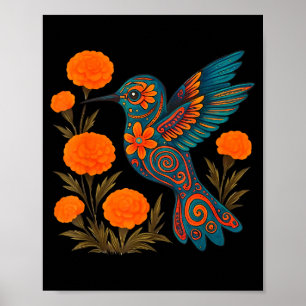 Affiche Colibri Alebrije Fleur Art Populaire Mexicain Oise
