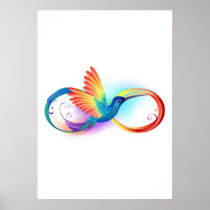 Affiche Colibri arc-en-ciel avec symbole d'infini