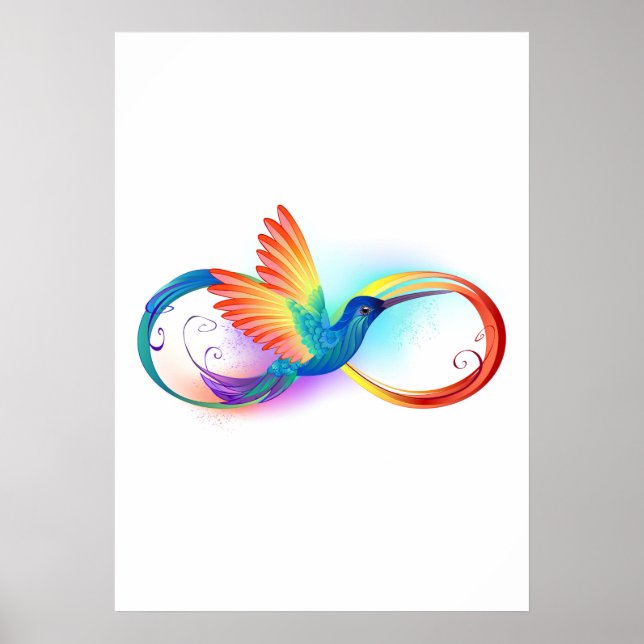 Affiche Colibri arc-en-ciel avec symbole d'infini (Devant)