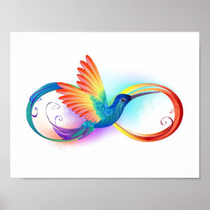 Affiche Colibri arc-en-ciel avec symbole Infinity