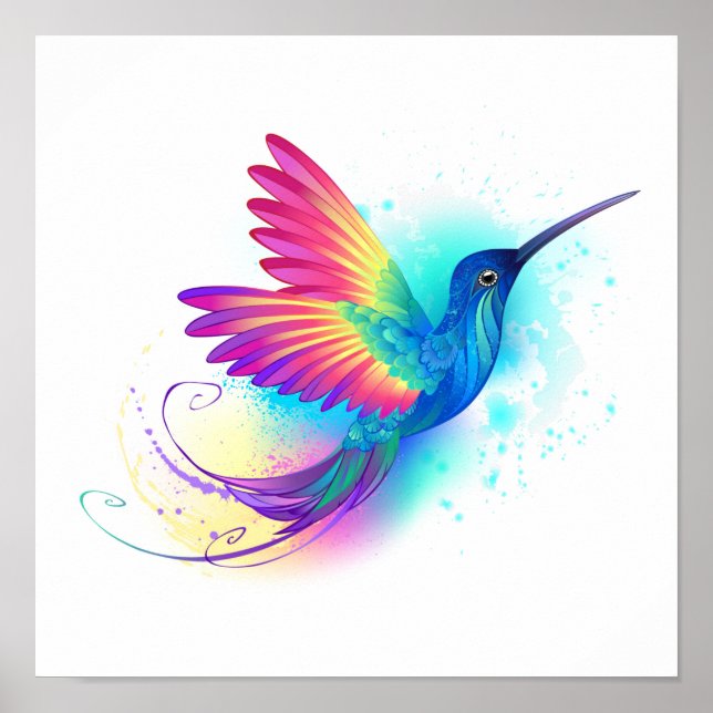 Affiche Colibri arc-en-ciel exotique (Devant)