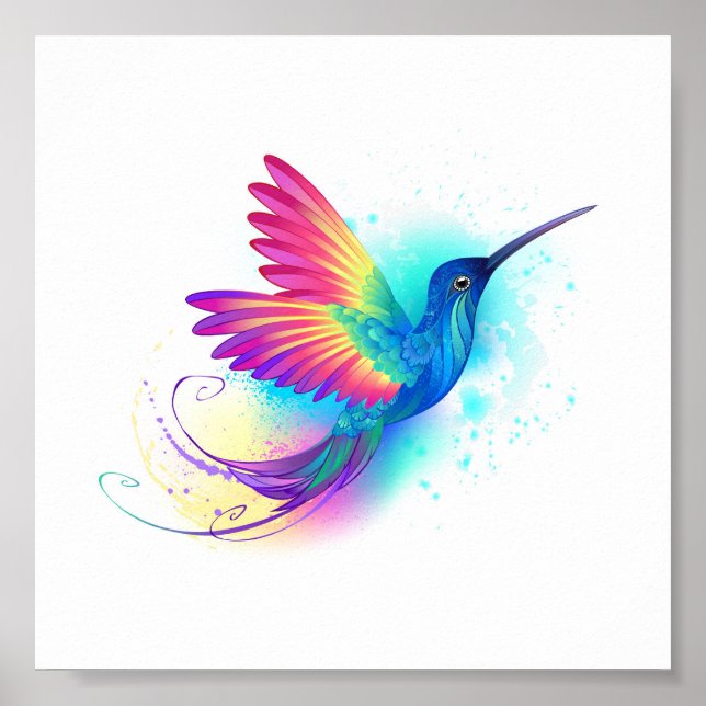 Affiche Colibri arc-en-ciel exotique (Devant)
