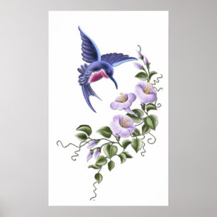 Affiche Colibri avec fleurs 2 Imprimer