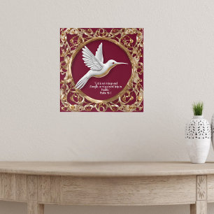 Affiche Colibri blanc en rouge
