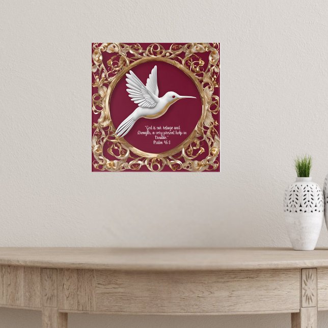 Affiche Colibri blanc en rouge (Créateur téléchargé)