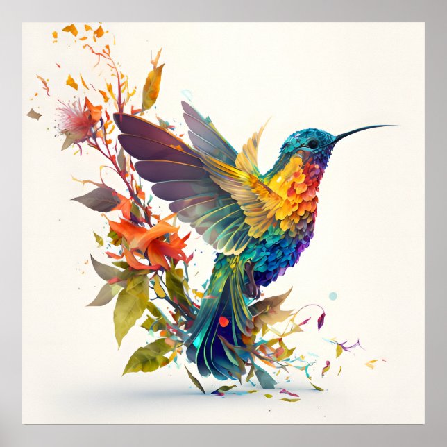 Affiche Colibri coloré (Devant)