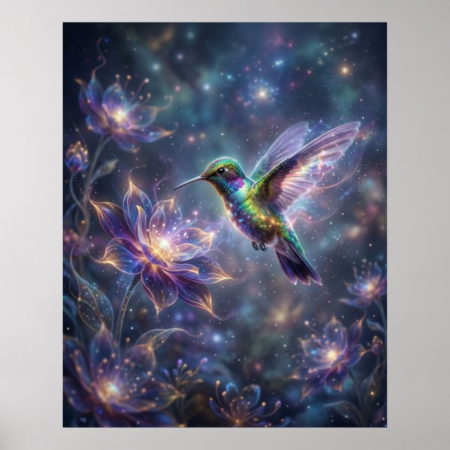 Affiche Colibri Cosmique Fleur d'Étoile (Devant)