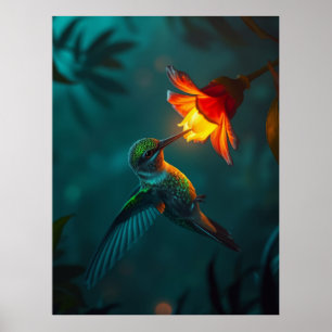 Affiche Colibri dans le jardin