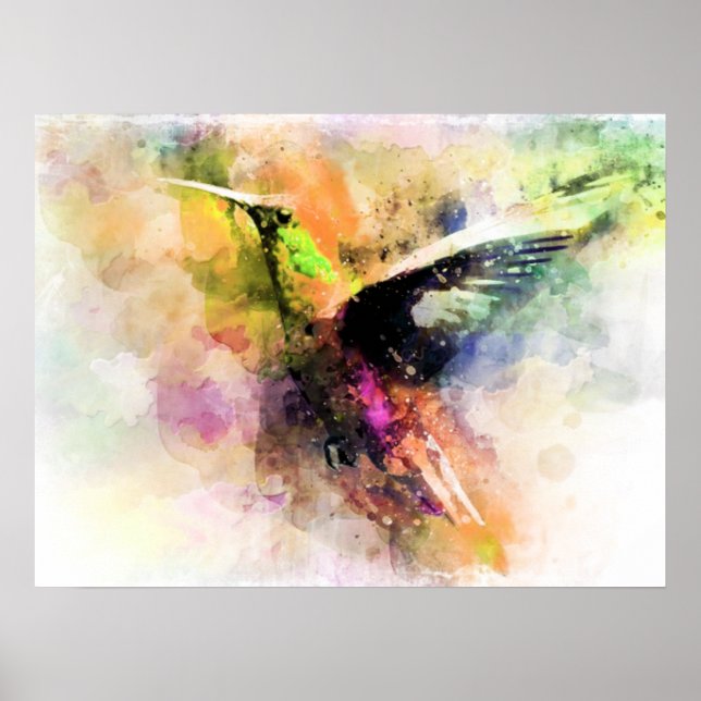 Affiche Colibri d'aquarelle (Devant)