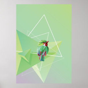 Affiche Colibri En Vert Abstrait