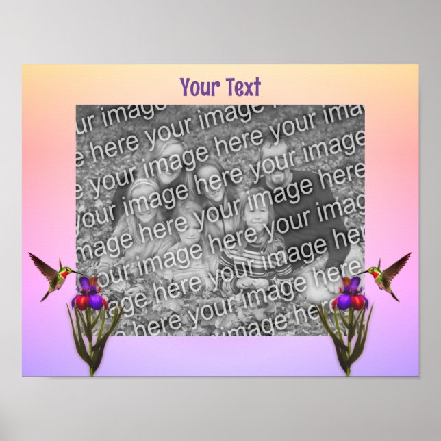 Affiche Colibri Et Fleur Iris Créez Votre Propre (Devant)