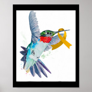 Affiche Colibri et Ruban d'or pour enfants Cancer Aware