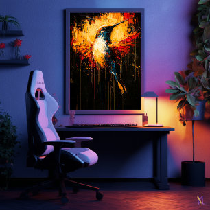 Affiche Colibri expressionniste contemporain radieux
