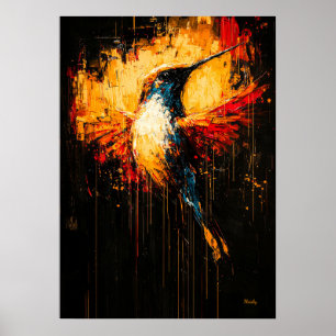 Affiche Colibri expressionniste contemporain radieux