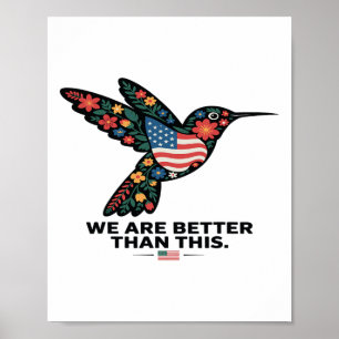 Affiche Colibri Floral Politique Subtil Anti Trump