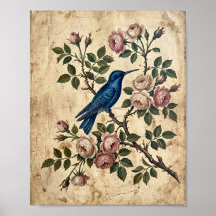 Affiche Colibri Indigo Art Populaire II