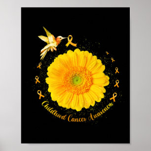 Affiche Colibri Jaune Tournesol Cancer Infantile Sensibili