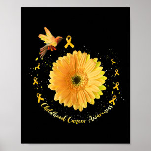 Affiche Colibri Jaune Tournesol Ruban de Sensibilisation a