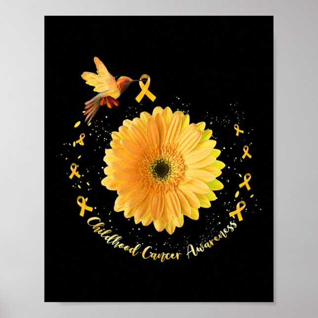 Affiche Colibri Jaune Tournesol Ruban de Sensibilisation a (Devant)