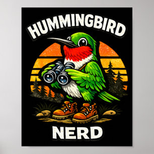 Affiche Colibri nerd drôle observation oiseaux vintage rét