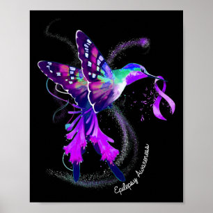 Affiche Colibri tenant pourpre Ribbon Epilepsie