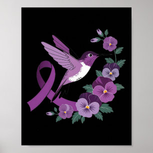 Affiche Colibri tenant un ruban violet Heimerheimer Awa