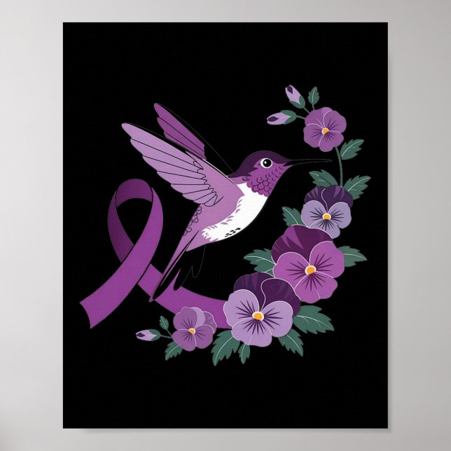 Affiche Colibri tenant un ruban violet Heimerheimer Awa (Devant)