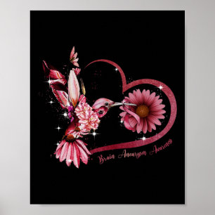 Affiche Colibri Tournesol Cœur Ruban Bourgogne Cerveau