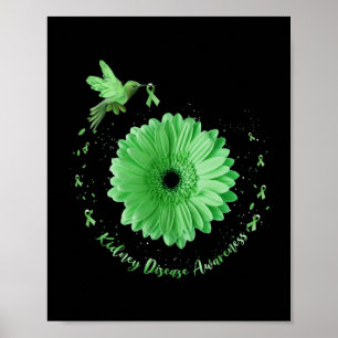 Affiche Colibri Tournesol Vert Ribbon Maladie rénale