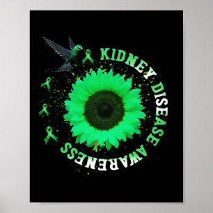 Affiche Colibri Tournesol Vert Ribbon Maladie rénale