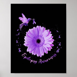 Affiche Colibri Tournesol Violet Ribbon Epilepepsie Aware
