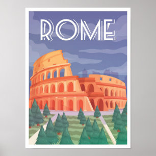 Affiche Colisée Rome Italie Vintage voyage Illustration