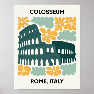 Affiche Colisée Rome Italie Voyage abstrait art floral