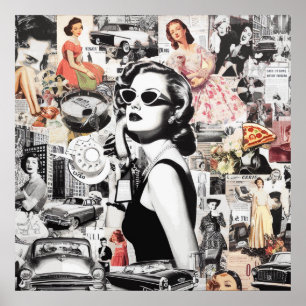 Affiche Collage Abstrait des années 60