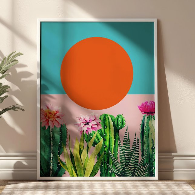Affiche Collage Abstrait Floral Rétro de Coucher de Soleil (Créateur téléchargé)