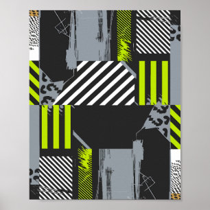 Affiche Collage Abstrait géométrique moderne avec bandes