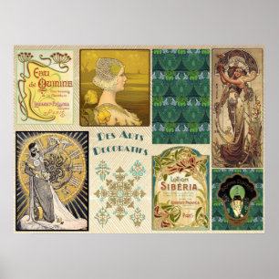 Affiche collage Art Nouveau