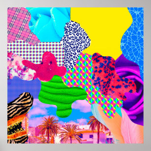 Affiche Collage artistique contemporain. Mélange textuelle