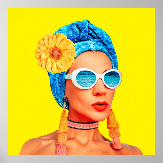 Affiche Collage artistique contemporain. Mode vacances Gir (Devant)