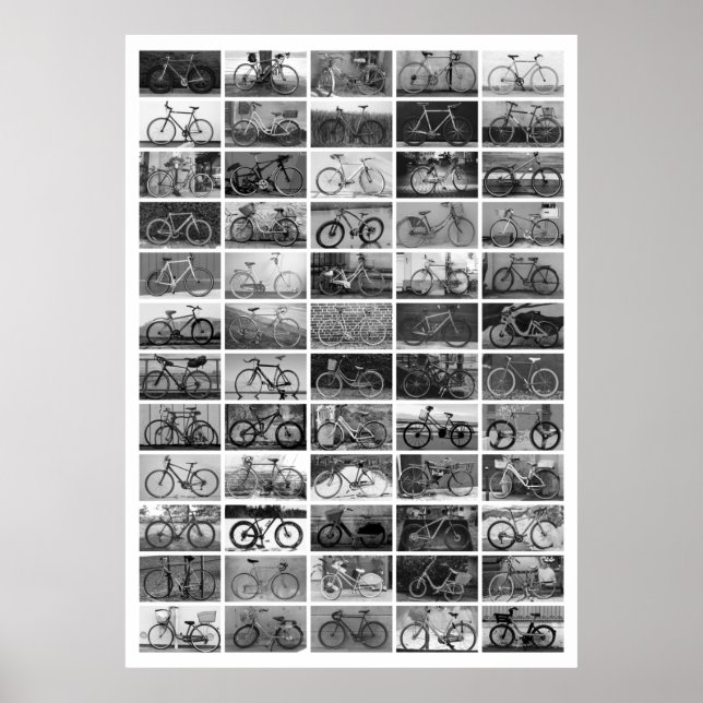 Affiche Collage BICYCLES - Noir & Blanc (Devant)