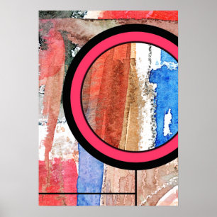 Affiche collage d'art abstrait, milieux mixtes et aquarell