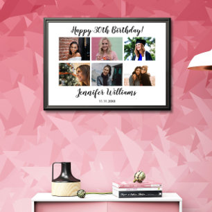 Affiche Collage de 12 photos personnalisées avec nom Joyeu