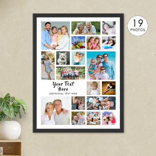 Affiche Collage de 19 photos personnalisé avec couleurs mo